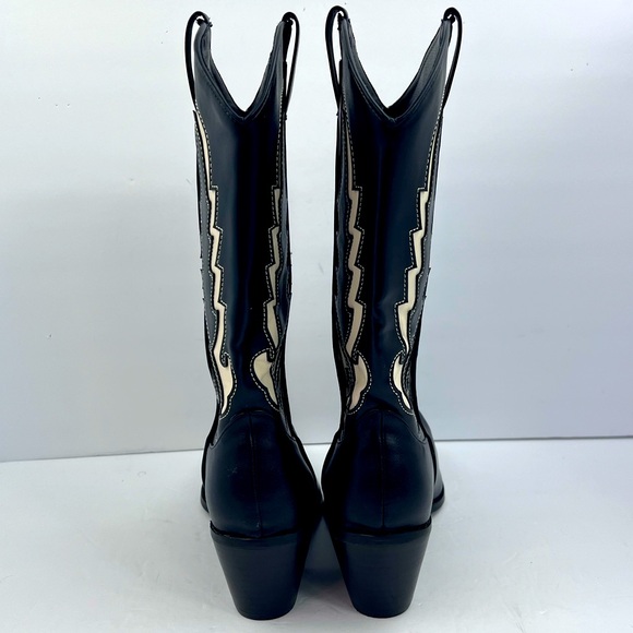 BILLINI NORVA COWGIRL BOOTS, BLACK & BONE COLOR, POINTED TOE, MAN-MADE, SIZE 8 - Picture 4 of 13